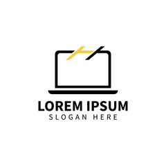 Laptop logo template design vector icon illustration