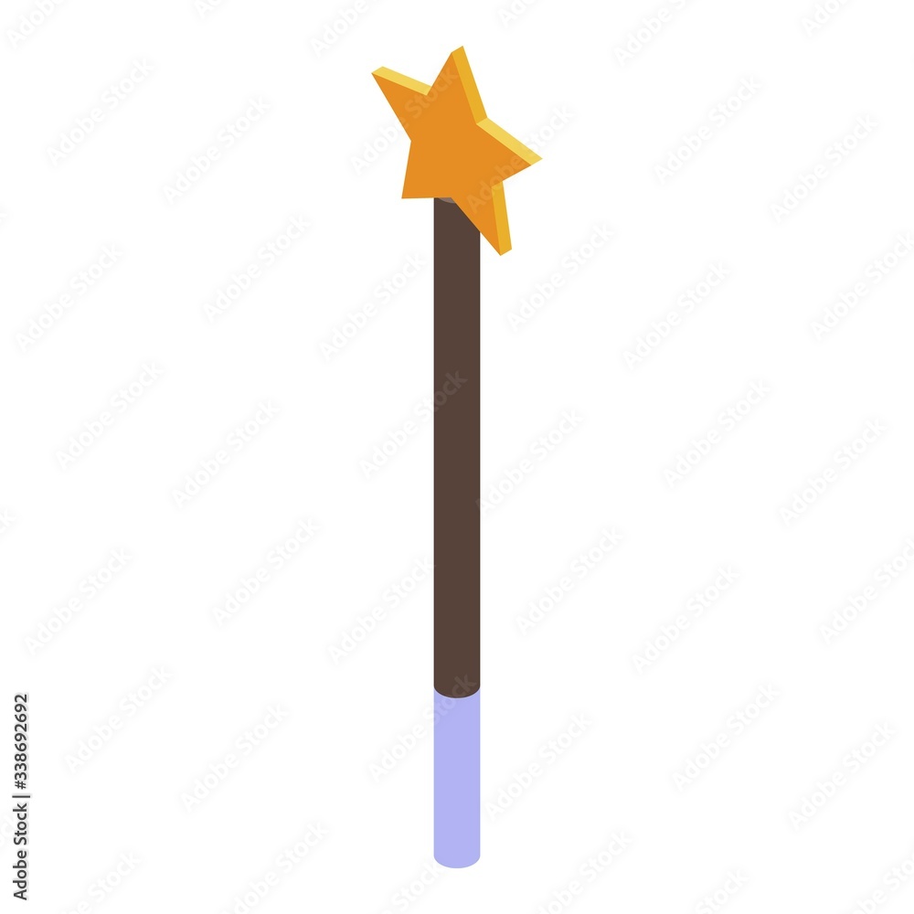 Poster wizard stick icon. isometric of wizard stick vector icon for web design isolated on white background
