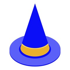 Fototapeta premium Wizard hat icon. Isometric of wizard hat vector icon for web design isolated on white background