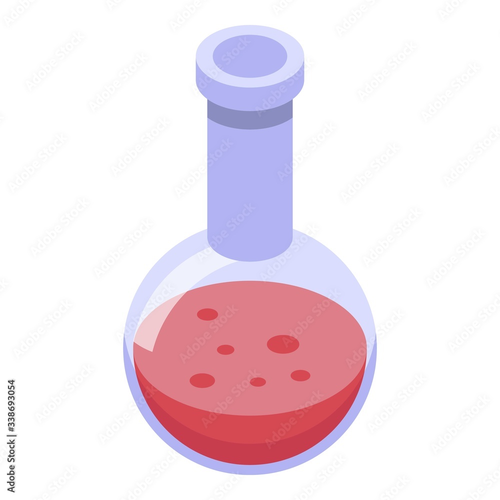 Poster red potion flask icon. isometric of red potion flask vector icon for web design isolated on white ba
