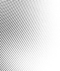 Halftone texture is a monochrome wave. Abstract black and white background of dots