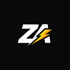 Initial Letter ZA with Lightning