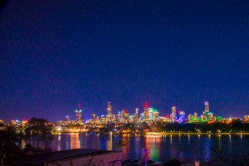 The Night Cityscape of the Brisbane city in Queensland, Australia. Australia is a continent located in the south part of the earth.