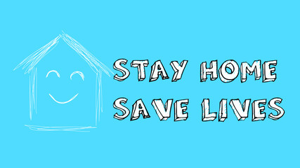 stay home save lives symbol hand drawn design style minimal