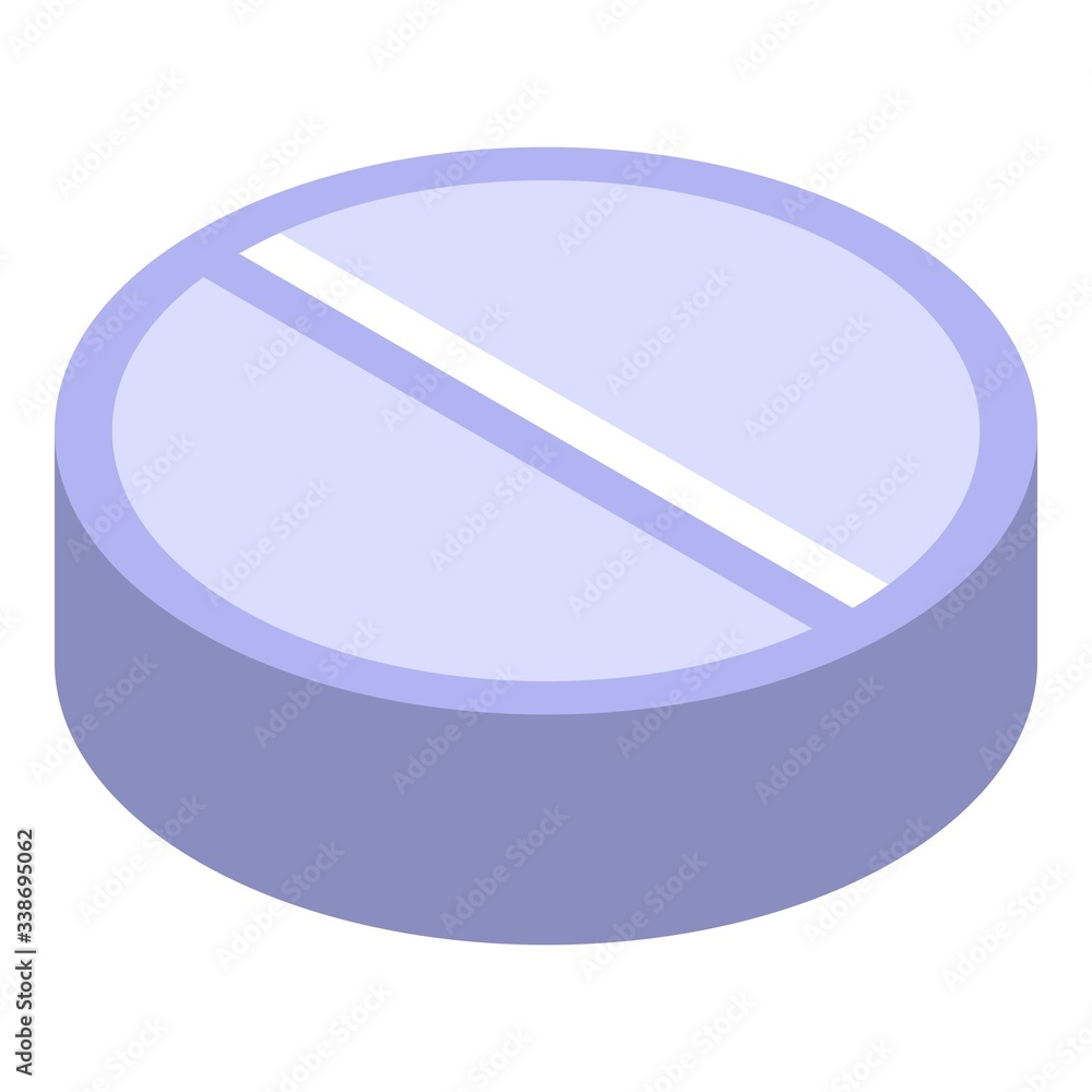 Poster round pill icon. isometric of round pill vector icon for web design isolated on white background