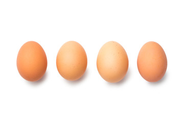 a lot of chicken eggs on a white background