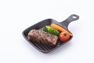 Food and dessert for on plate isolated on white background