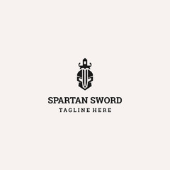 Spartan Sword logo template design in Vector illustration 