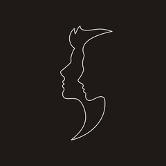 Face silhouette of a guy and a girl together