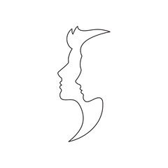 Face silhouette of a guy and a girl line together