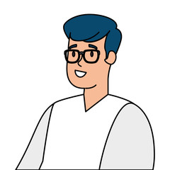 young man with eyeglasses isolated icon vector illustration design