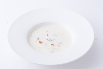 Food and dessert for on plate isolated on white background