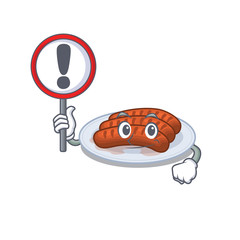 An icon of grilled sausage cartoon design style with a sign board