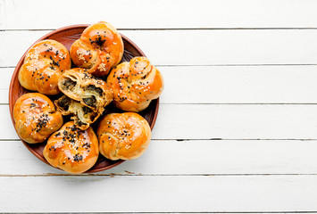 Appetizing bun with nettles.