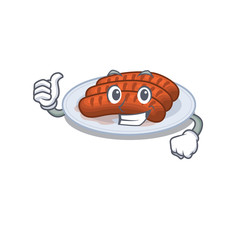 Grilled sausage cartoon character design making OK gesture