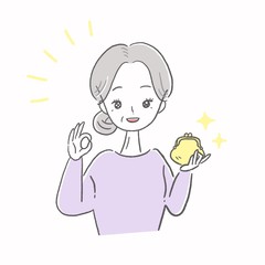 収入　シニア　女性　イラスト