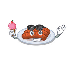 Cartoon design concept of grilled sausage having an ice cream
