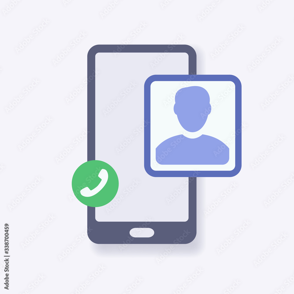 Poster mobile call user smartphone icon with modern isometric style