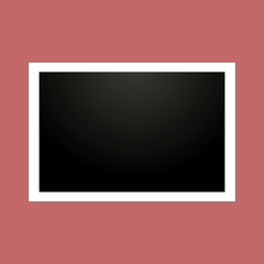 A square of black color in a white frame on a burgundy wall. Vector illustration.