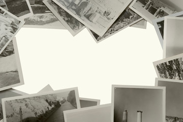 Old vintage black and white photos with white background.