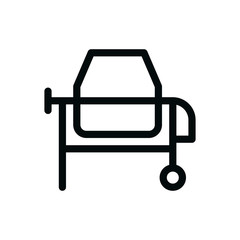 Concrete mortar mixer isolated icon, electric cement mixer outline vector icon