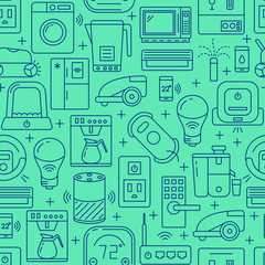 Automated home seamless pattern in line style