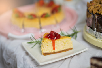 Dessert - Cheesecake with Cherry Sauce