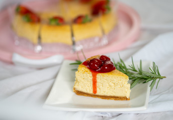 Dessert - Cheesecake with Cherry Sauce