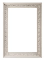 Classic white  frame with ornament decor isolated on white background