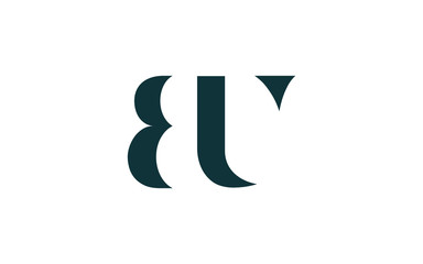 BU or UB and B or U Uppercase Letter Initial Logo Design, Vector Template