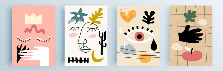 Modern abstract covers set, minimal covers design. Colorful geometric background, vector illustration.