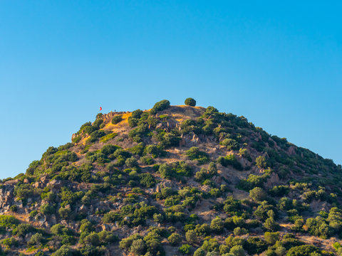 Cesme, izmir, Turkey - 2019 : ILDIR Village hill view in Cesme Town.
