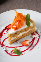 Carrot cake on a plate