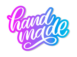 Hand made. Vector icon. Sign. Hand lettering. Slogan