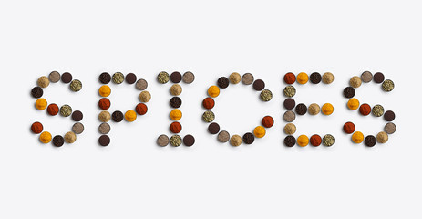 Difference Spices Bowl arrange in word of 