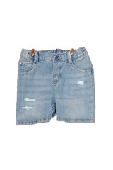 Jeans isolated. Trendy stylish blue denim pants or trousers for child boy isolated on a white background. Jeans summer and autumn fashion. Front view.