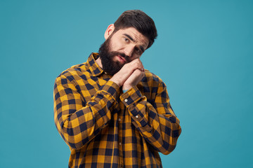 Bearded man plaid shirt lifestyle