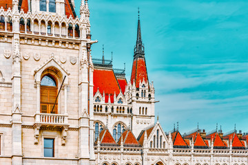 Hungarian Parliament Main Entrance. Budapest. Fragments of Building. Hungary