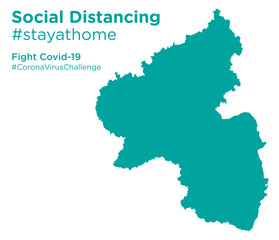 Rhineland-Palatinate map with Social Distancing stayathome tag