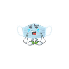 A weeping surgery mask cartoon character concept