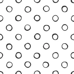 Gardinen Nahtloses Muster von Hand gezeichneten Kreisen. Schwarze Kreise auf weißem Hintergrund © magicmary