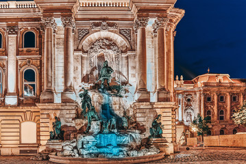 Matthias Fountain-is a monumental fountain group in the western forecourt of Buda Castle, Budapest. Hungary. © BRIAN_KINNEY