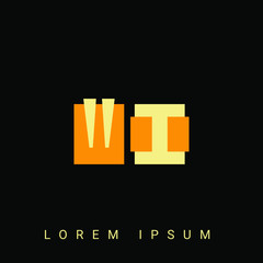 Modern creative shaped WI, IW, W, I logo. Initial Logo Designs Templete with Black Background. Vector Illustration