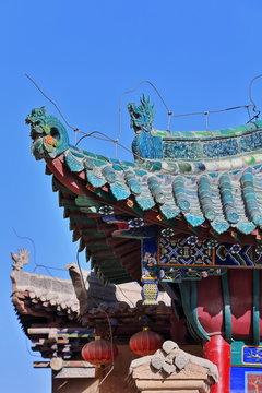 Guan Yu temple roof outside the inner city-Jiayu Pass Fortress-Jiayuguan-Gansu-China-0796