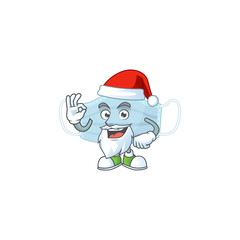 Friendly surgery mask Santa cartoon character design with ok finger