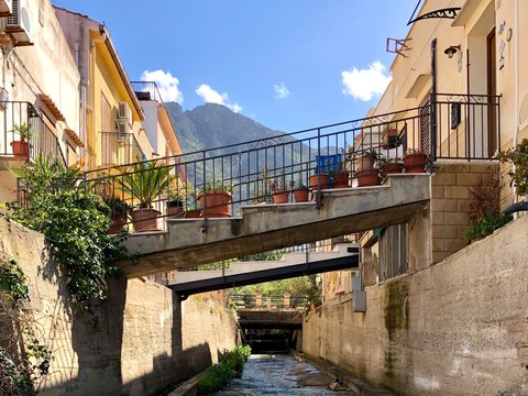 View of a creek with bridges, Balestrate, Sicily