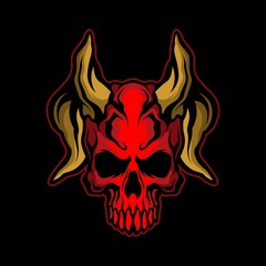 horned devil skull