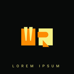 Modern creative shaped WR, RW, W, R logo. Initial Logo Designs Templete with Black Background. Vector Illustration
