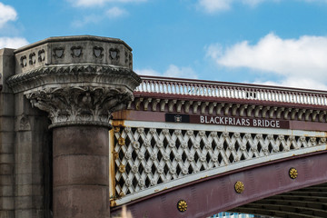 Detail of Blackfriars Bridge over the River Thames in London