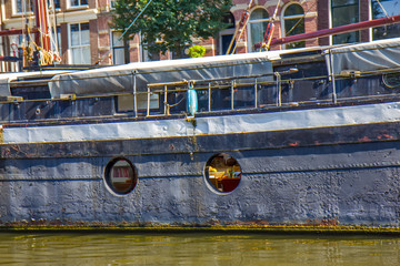 Ship on the river in Amsterdam
